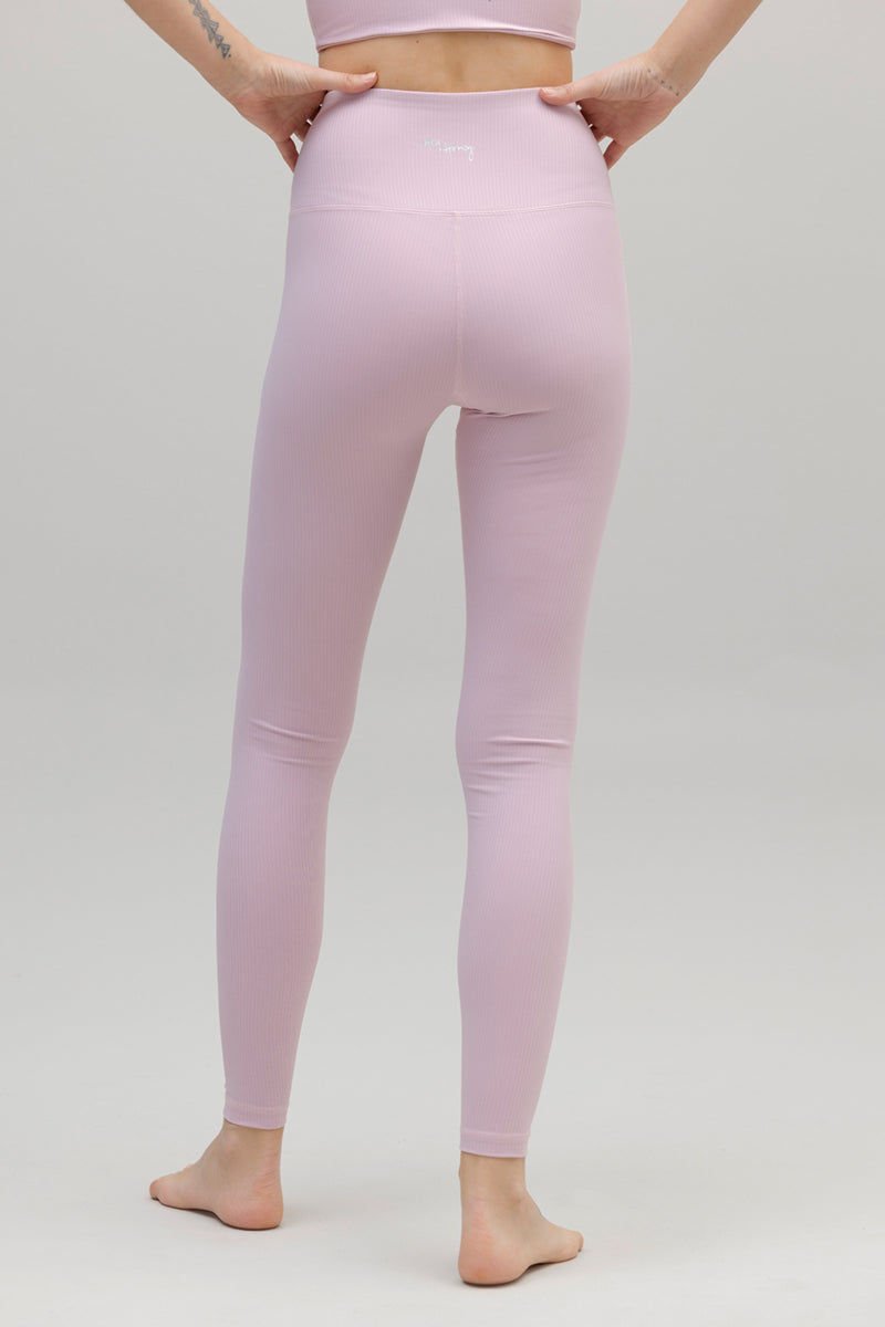 Legging met hoge taille, geribbeld, roze