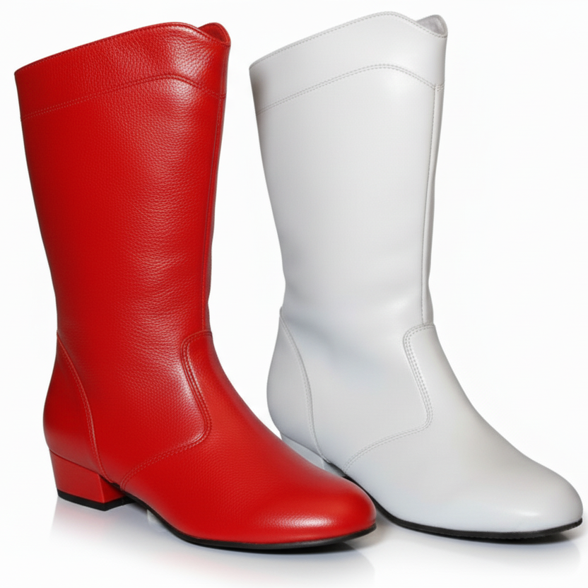 IWA Gardestiefel in Weiß und Rot ohne Schnürsenkel mit Reisverschluss