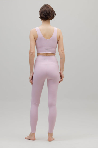 Legging met hoge taille, geribbeld, roze
