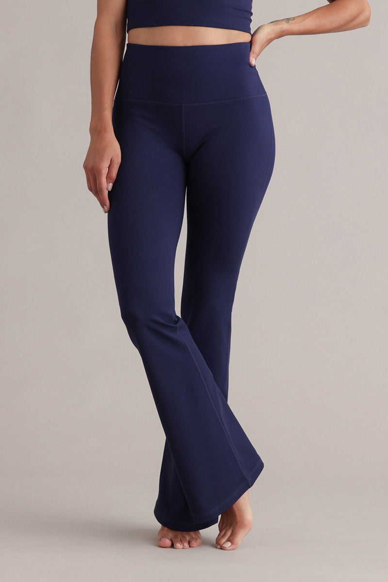 Legging met hoge taille, uitlopende pasvorm, altijd gekleed, baritonblauw
