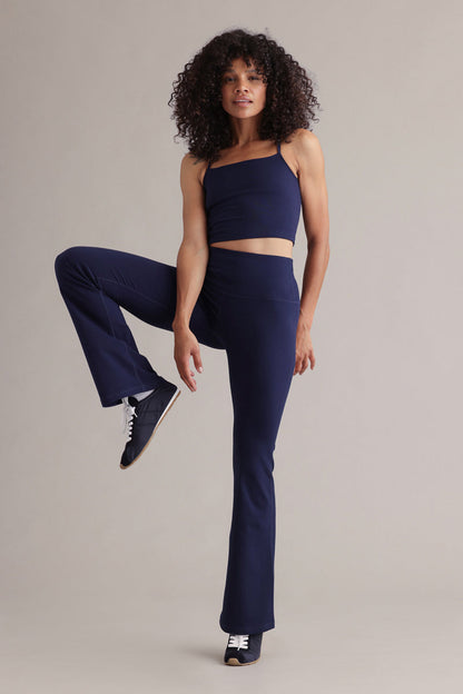Legging met hoge taille, uitlopende pasvorm, altijd gekleed, baritonblauw